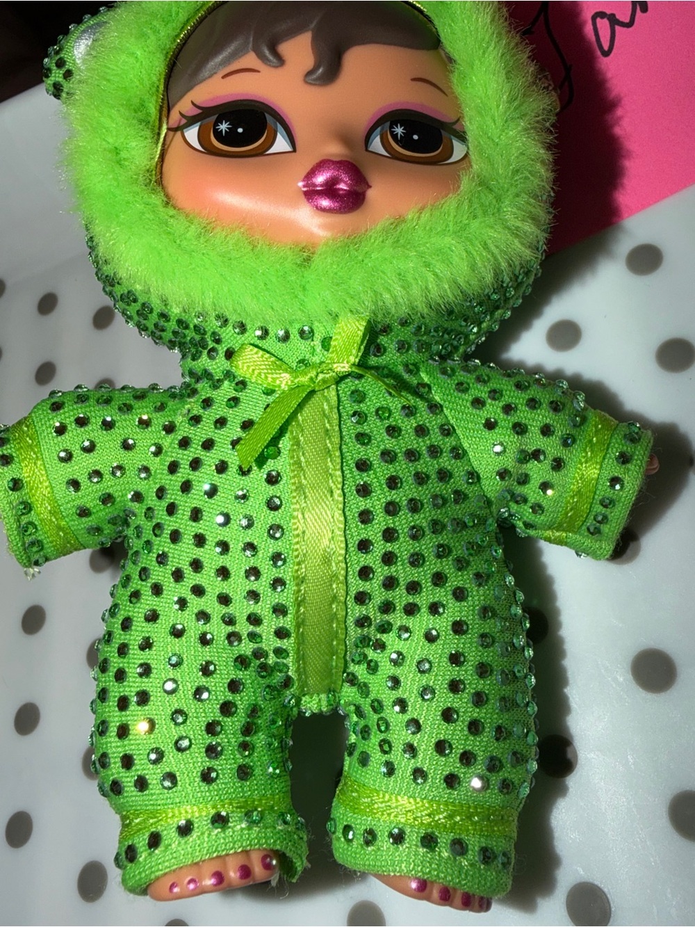 Bratz Bratziez Iconz Series plush keychain featuring Yasmin in a rhinestone-cove